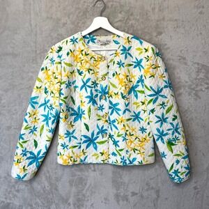 Maggy London Size 10 Womens Multicolor Silk Blazer Jacket Suit Coat Floral